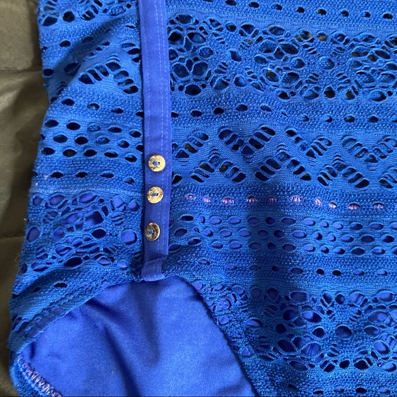 Navy blue crochet one piece bathing suit - Picture 8 of 14